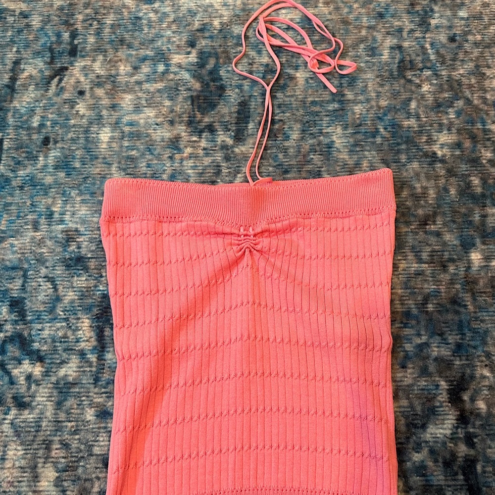 Pink Strapless Y2K Knit Top